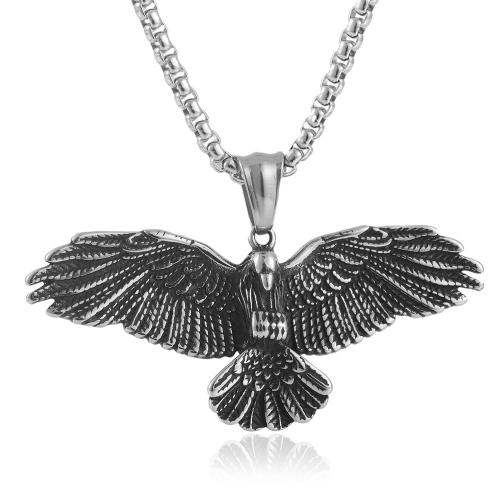 Stainless Steel Jewelry Necklace, 304 Stainless Steel, Eagle, polished, fashion jewelry & different styles for choice & for man, more colors for choice, 27x59mm, Length:Approx 60 cm, Sold By PC