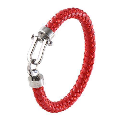 PU Leather Cord Bracelets, with 304 Stainless Steel, fashion jewelry & different length for choice & for man, more colors for choice, Sold By PC
