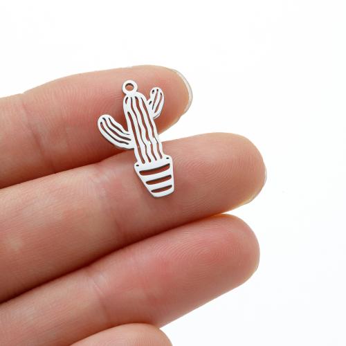 Stainless Steel Pendants, 304 Stainless Steel, Opuntia Stricta, plated, DIY, more colors for choice, 11x19mm, 5PCs/Bag, Sold By Bag