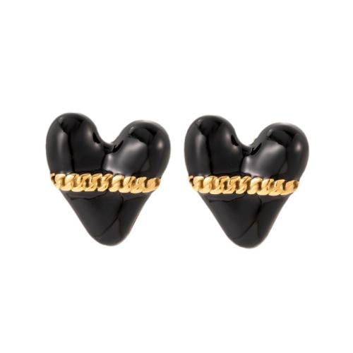 Titan Stahl Ohrring, Titanstahl, verschiedene Stile für Wahl & für Frau & Emaille, goldfarben, verkauft von Paar
