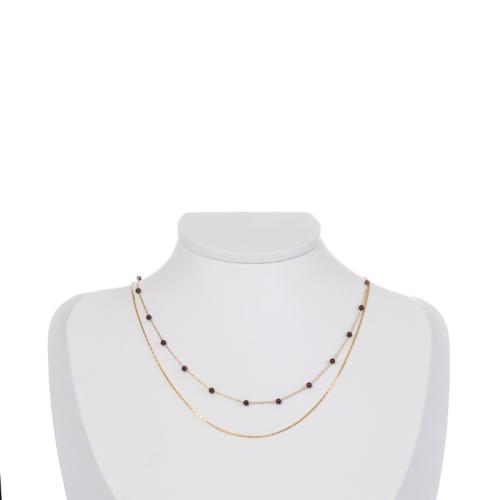 Titanium Steel Necklace, with Gemstone & Plastic Pearl, Vacuum Ion Plating, for woman, more colors for choice, Length:Approx 41-50 cm, Sold By PC