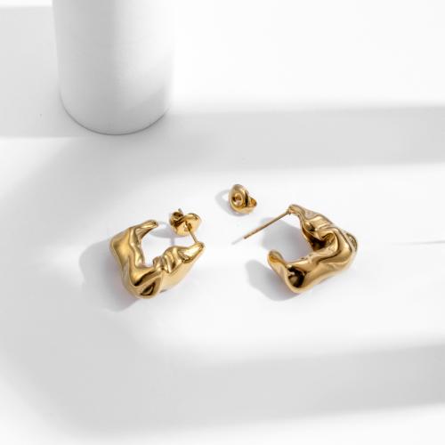 Titanium Staal Earring, voor vrouw, gouden, Verkocht door pair