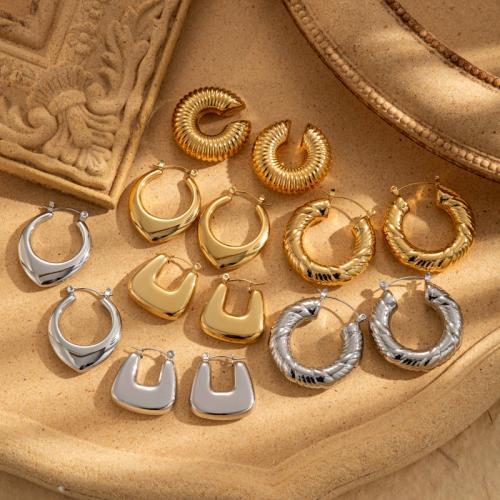 Titanium Steel  Earring, Vacuum Ion Plating, different styles for choice & for woman, more colors for choice, Sold By Pair
