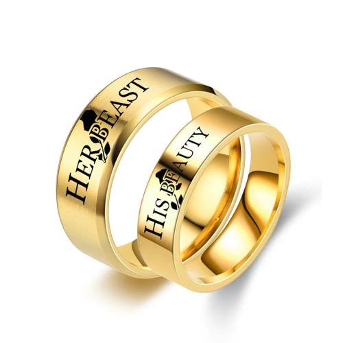 Titantium Steel Finger Ring, Titanium Steel, egynemű & különböző méretű a választás & különböző stílusokat a választás, aranysárga, Által értékesített PC
