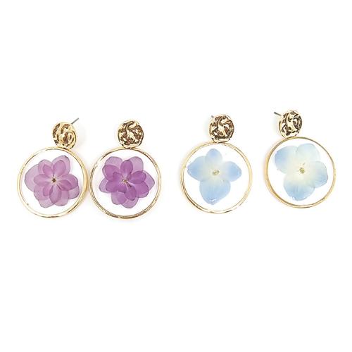 Pressed Dried Flower Jewelry  Zinc Alloy with Dried Flower & Resin epoxy gel & for woman Sold By Pair