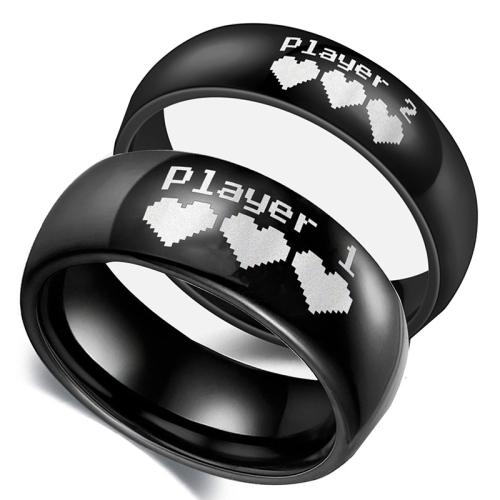 Titantium Steel δάχτυλο του δακτυλίου, Titanium Steel, χέρι γυαλισμένο, για άνδρες και γυναίκες & διαφορετικό μέγεθος για την επιλογή & διαφορετικά στυλ για την επιλογή, μαύρος, Sold Με PC
