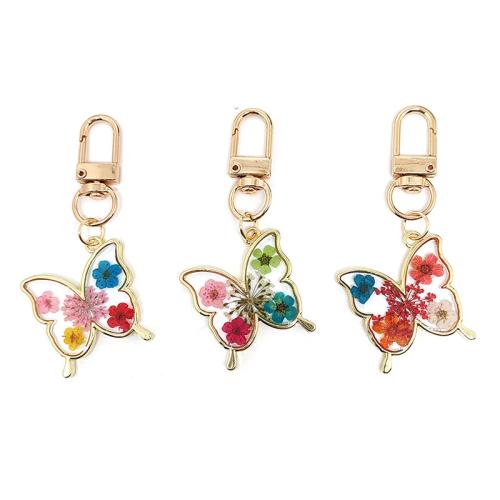 Tibetan Style Key Clasp, with Dried Flower & Resin, epoxy gel, Unisex & different styles for choice, more colors for choice, Sold By PC