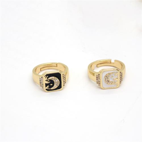 Tibetan Style Finger Ring Setting, plated, micro pave cubic zirconia & for woman & enamel, more colors for choice, Sold By PC