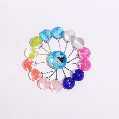 Zinc Alloy Stud Earring with Resin epoxy gel for woman Sold By Pair