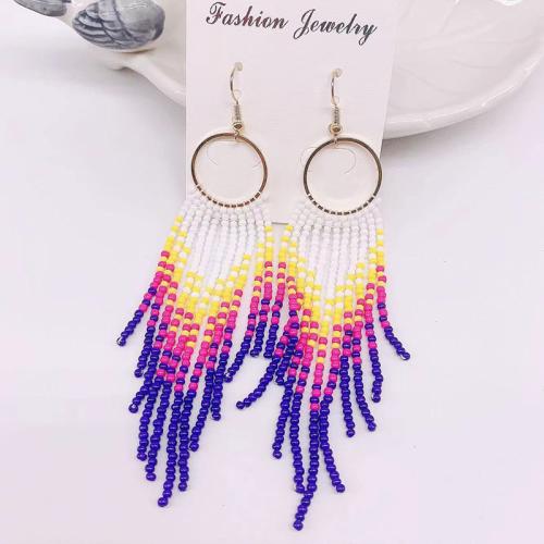 Tibetan Style Drop Earrings, with Seedbead, for woman, more colors for choice, Sold By Pair
