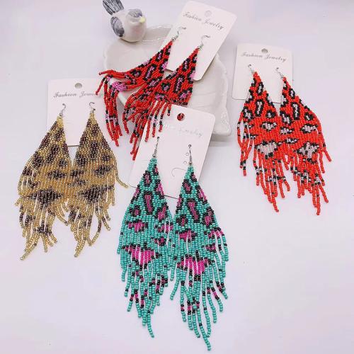 Tibetan Style Drop Earrings, with Seedbead, for woman, more colors for choice, Sold By Pair
