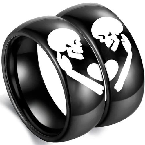Stainless Steel Finger Ring 304 Stainless Steel hand polished Unisex  black Sold By PC