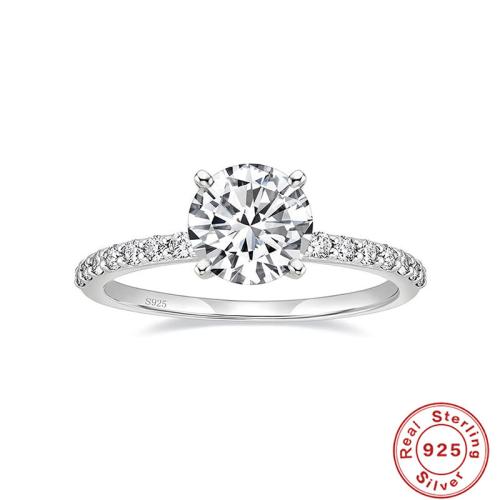 925 ezüst Finger Ring, platinával bevont, különböző méretű a választás & mikro egyengetni cirkónia & a nő, Méret:5-9, Által értékesített PC