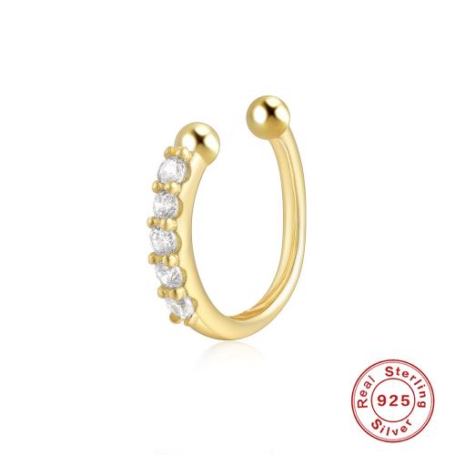 925 Sterling Silver Nose Clip gold color plated Unisex & micro pave cubic zirconia 8mm Sold By PC