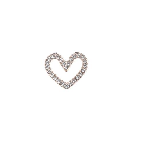 Hair Accessories DIY Findings, ABS Plastic, Heart, epoxy gel & with rhinestone & hollow, golden, 16x14mm, Sold By PC