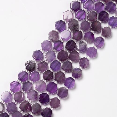 Natural Amethyst Beads, Hexagon, fashion jewelry & DIY, purple, 9mm, Sold Per Approx 38 cm Strand