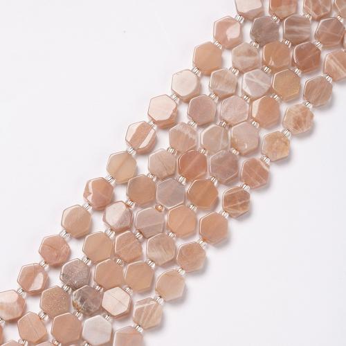 Gemstone Jewelry Beads, Sunstone, Hexagon, fashion jewelry & DIY, mixed colors, 9mm, Sold Per Approx 38 cm Strand