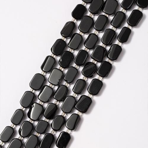 Μαύρο Obsidian χάντρες, Οψιάνος, Ορθογώνιο παραλληλόγραμμο, κοσμήματα μόδας & DIY, μαύρος, 10x12mm, Sold Per Περίπου 38 cm Strand