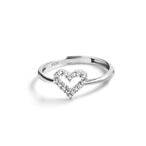 Mikro cubic cirkónium Pave Sterling ezüst gyűrű, 925 ezüst, Szív, divat ékszerek & mikro egyengetni cirkónia & a nő, több színt a választás, Méret:7, Által értékesített PC