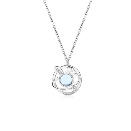 Cubic Zircon Micro Pave 925 Sterling Silver Necklace, with Lampwork, fashion jewelry & micro pave cubic zirconia & for woman, more colors for choice, Sold By PC