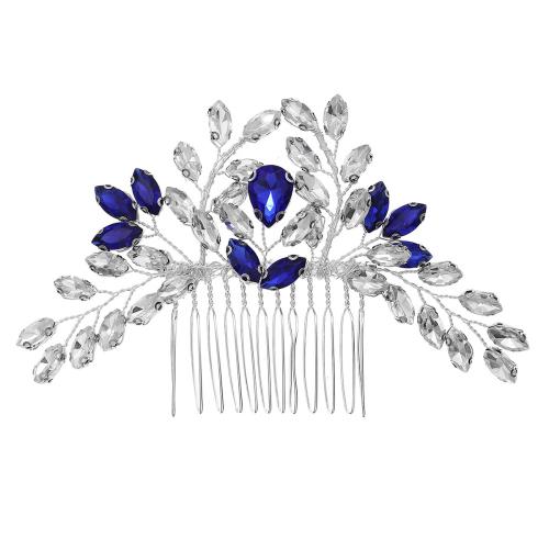 Decorative Hair Combs, Tibetan Style, handmade, fashion jewelry & for woman & with rhinestone, silver color, 115x70mm, Sold By PC