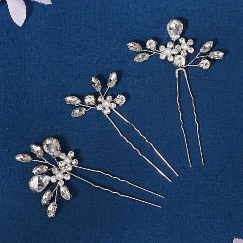 Hair Stick, Tibetan Style, different styles for choice & for woman & with rhinestone, silver color, Sold By Bag