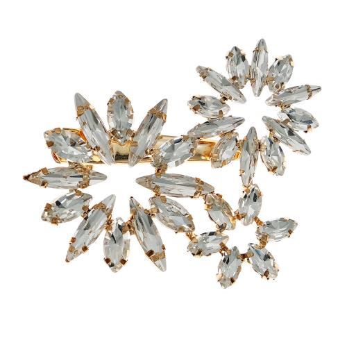 Alligator Hair Clip, Tibetan Style, with Cubic Zirconia, fashion jewelry & for woman, golden, 55x47mm, Sold By PC