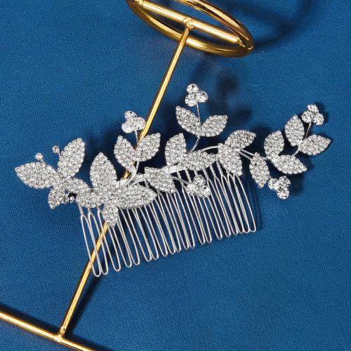 Decorative Hair Combs, Tibetan Style, different styles for choice & for woman & with rhinestone, silver color, Sold By PC