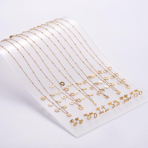 Fashion Stainless Steel Jewelry Sets Stud Earring & necklace 316L Stainless Steel with 5cm extender chain 18K gold plated 2 pieces & for woman golden Length Approx 45 cm Sold By Bag