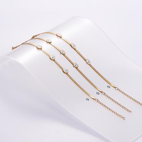 Stainless Steel Jewelry Bracelet, 316L Stainless Steel, with 5cm extender chain, 18K gold plated, different styles for choice & for woman & enamel, golden, Length:Approx 18 cm, 6Strands/Bag, Sold By Bag