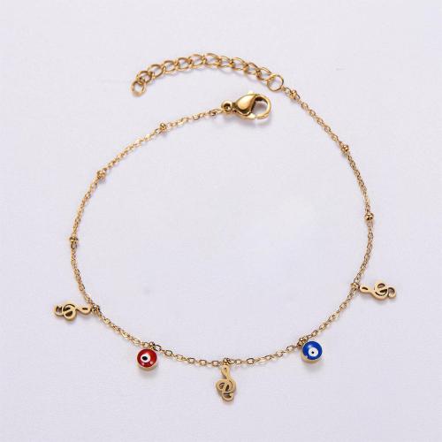 Stainless Steel Jewelry Bracelet, 316L Stainless Steel, with 5cm extender chain, 18K gold plated, different styles for choice & for woman & enamel, golden, Length:Approx 18 cm, 6Strands/Bag, Sold By Bag