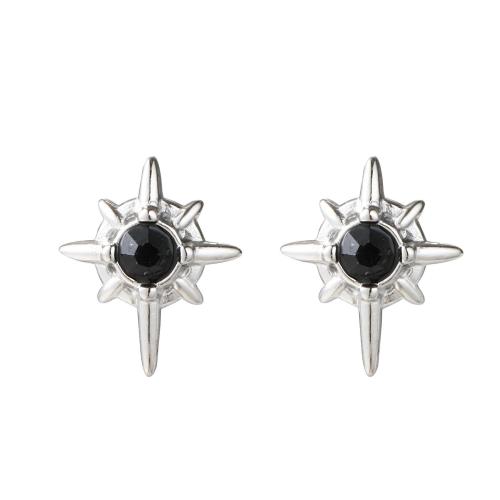 Stainless Steel Stud Earrings 304 Stainless Steel with Cubic Zirconia Eight Point Star fashion jewelry & Unisex Sold By Pair
