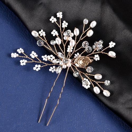 Hair Stick Zinc Alloy with Plastic Pearl plated for bridal nickel lead & cadmium free Sold By PC