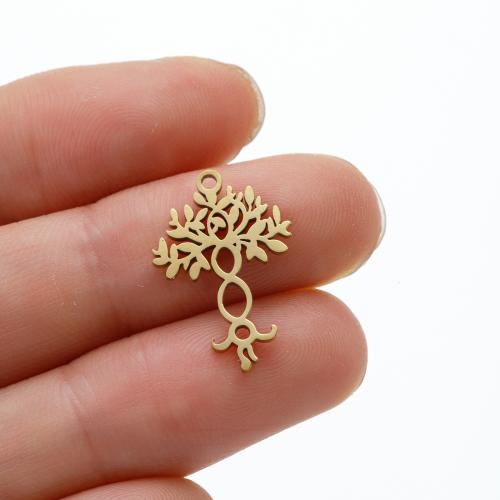 Stainless Steel Pendants, 304 Stainless Steel, Tree, plated, DIY, more colors for choice, 12x17mm, 5PCs/Bag, Sold By Bag