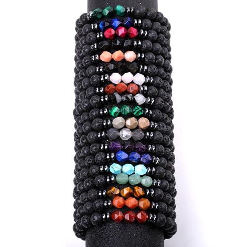Edelstein Armbänder, Lava, mit Naturstein & Zinklegierung, Modeschmuck & verschiedenen Materialien für die Wahl & unisex, keine, Bracelet length 18.5-19cm, verkauft von PC