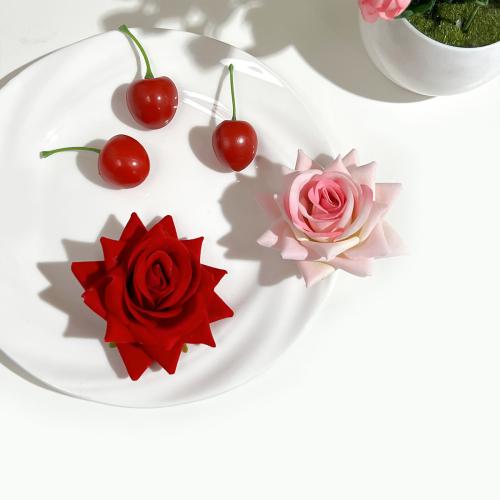 Alligator Hair Clip Plastic with Velveteen & Zinc Alloy Rose handmade for woman Sold By PC