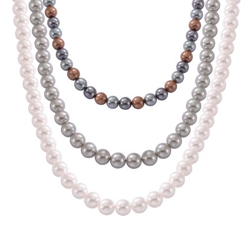 Титановые стали ожерелье, титан, с Shell Pearl, Связанный вручную, ювелирные изделия моды & разный размер для выбора & Женский, Много цветов для выбора, длина:Приблизительно 31-40 см, продается PC