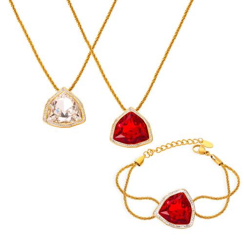 Jewelry Sets Titanium Steel with Cubic Zirconia plated & for woman & with rhinestone Sold By PC