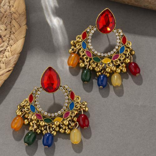 Tibetan Style Stud Earring, with Acrylic, plated, fashion jewelry & for woman & enamel, more colors for choice, 60x50mm, Sold By Pair