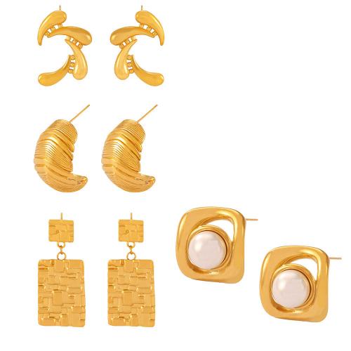 Titan Stahl Ohrring, Titanstahl, mit Kunststoff Perlen, plattiert, Modeschmuck & verschiedene Stile für Wahl & für Frau, keine, verkauft von Paar