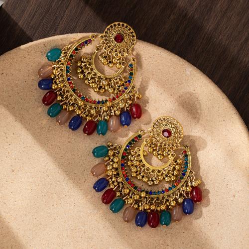 Tibetan Style Stud Earring, with Acrylic, plated, fashion jewelry & for woman & hollow, more colors for choice, Sold By Pair