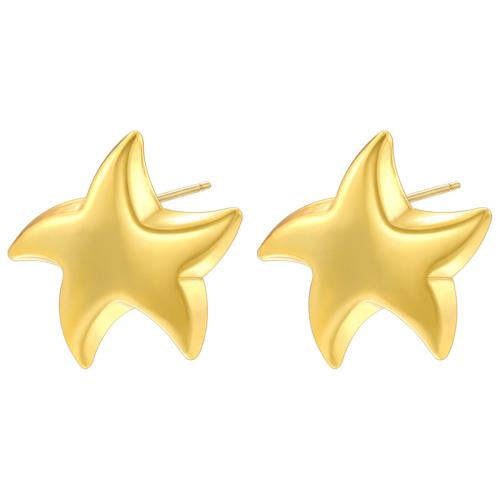 Brass Stud Earring Starfish plated for woman Sold By Pair