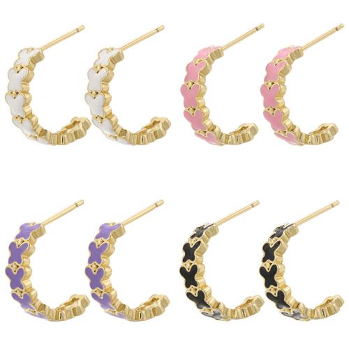 Brass Stud Earring, plated, for woman & enamel, more colors for choice, Sold By Pair