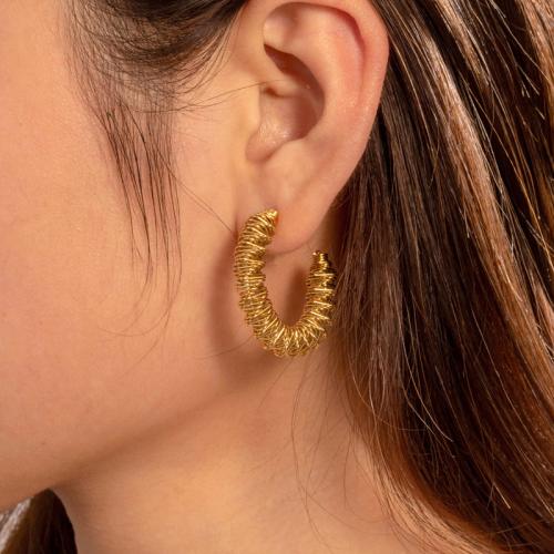 Titanium stål øreringe, forskellige stilarter for valg & for kvinde, gylden, Solgt af par