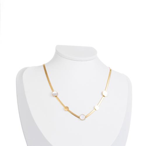Titanstahl Halskette, mit Weiße Muschel & Acryl, für Frau, keine, Länge ca. 41-50 cm, verkauft von PC