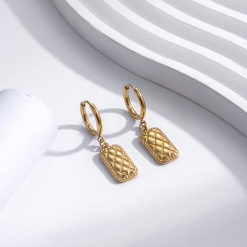 Titanium Steel  Earring, Vacuum Ion Plating, for woman, golden, Sold By Pair
