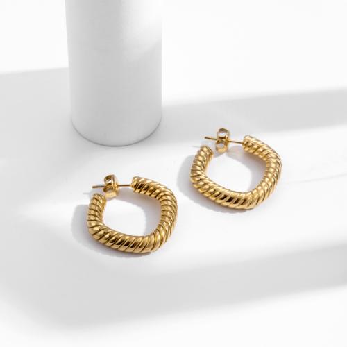 Titanium Steel  Earring, Vacuum Ion Plating, for woman, golden, Sold By Pair