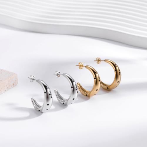Titanium Steel  Earring, Moon, Vacuum Ion Plating, for woman, more colors for choice, Sold By Pair