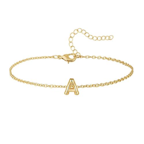 Brass Bracelet & Bangle, plated, letters are from A to Z & different designs for choice & for woman, golden, Length:16 cm, Sold By PC