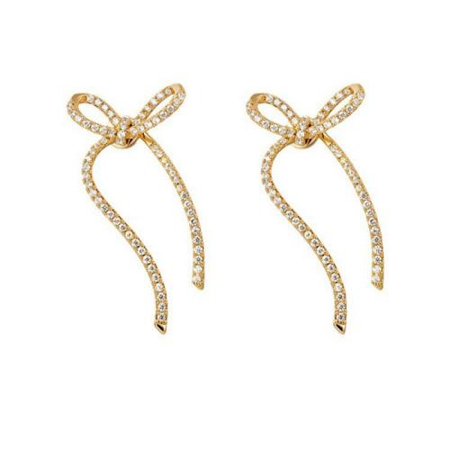 Copper Alloy Stud Earring for woman & with rhinestone Sold By Pair